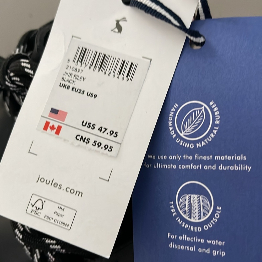 Joules Unisex-Child Rainboots Rain Boot Black NEW - Picture 5 of 5